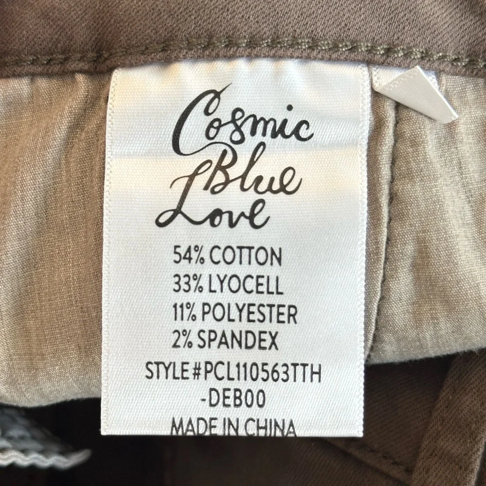 Cosmic Blue Love | Gray/Brown High Rise Cotton Blend Bootcut Jeans, Size 32T - Picture 4 of 9